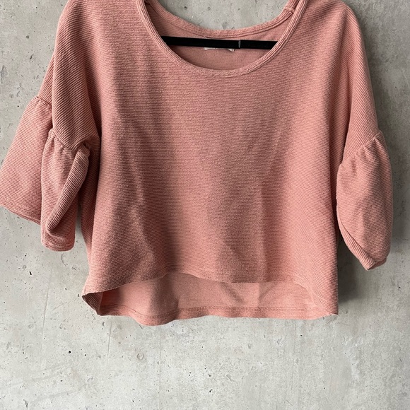 Madewell pink ribbed bell-sleeve top - Picture 3 of 3